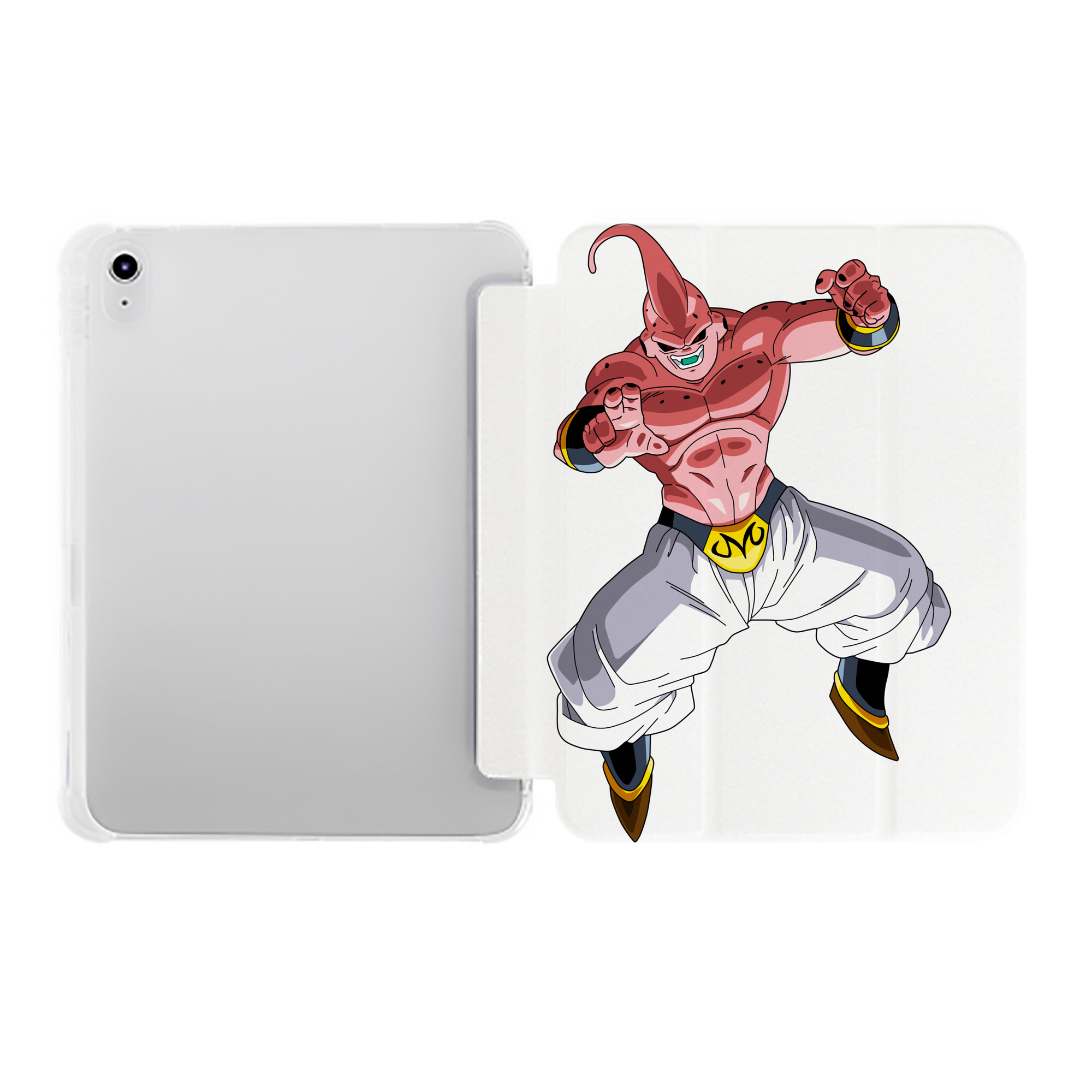 （画像用） ドラゴンボール 魔人ブウ DRAGON BALL Majin Buu IPad ケース ペン収納付き 三つ折りスタンド PUレザー×シリコン 対応機種9.5/10.5/10.9インチ